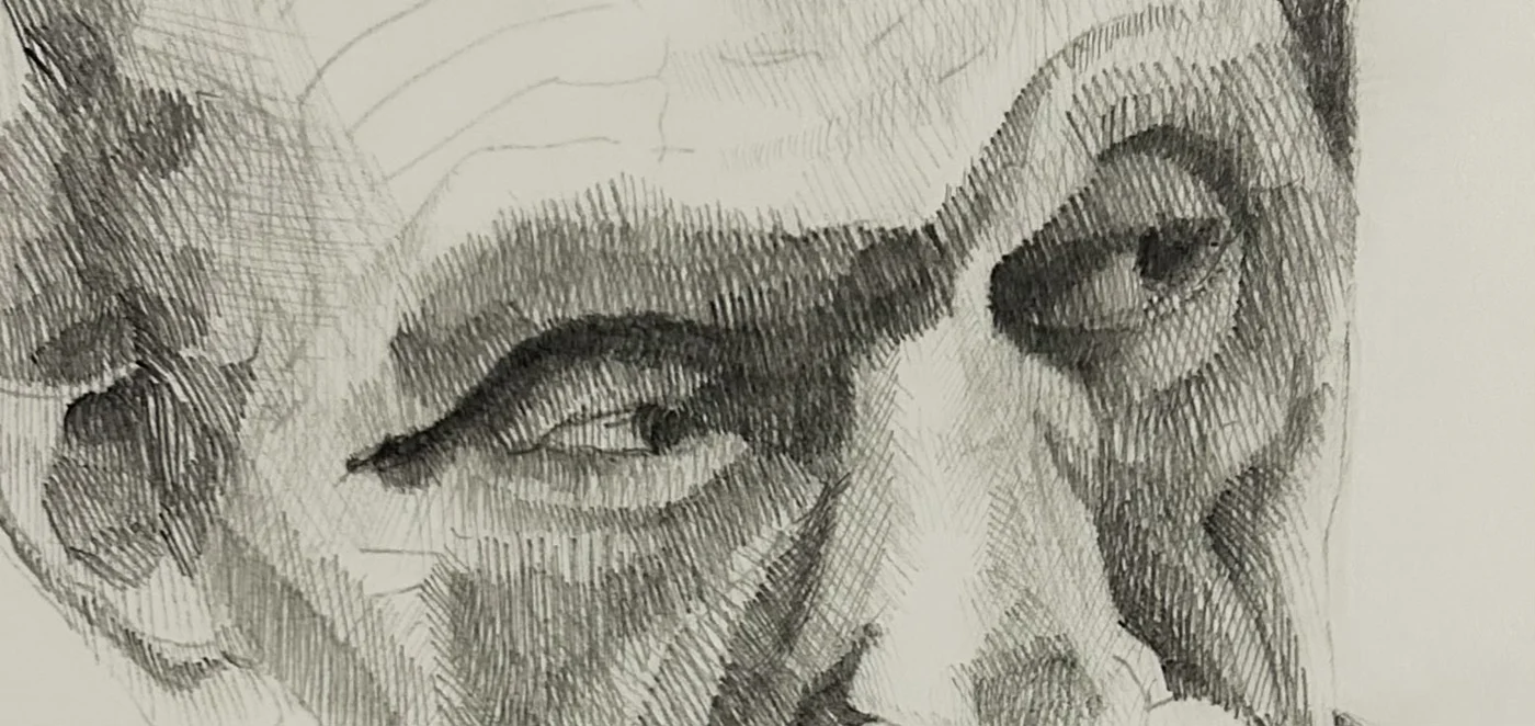 Detalle de un retrato dibujado por Juanma Rodríguez