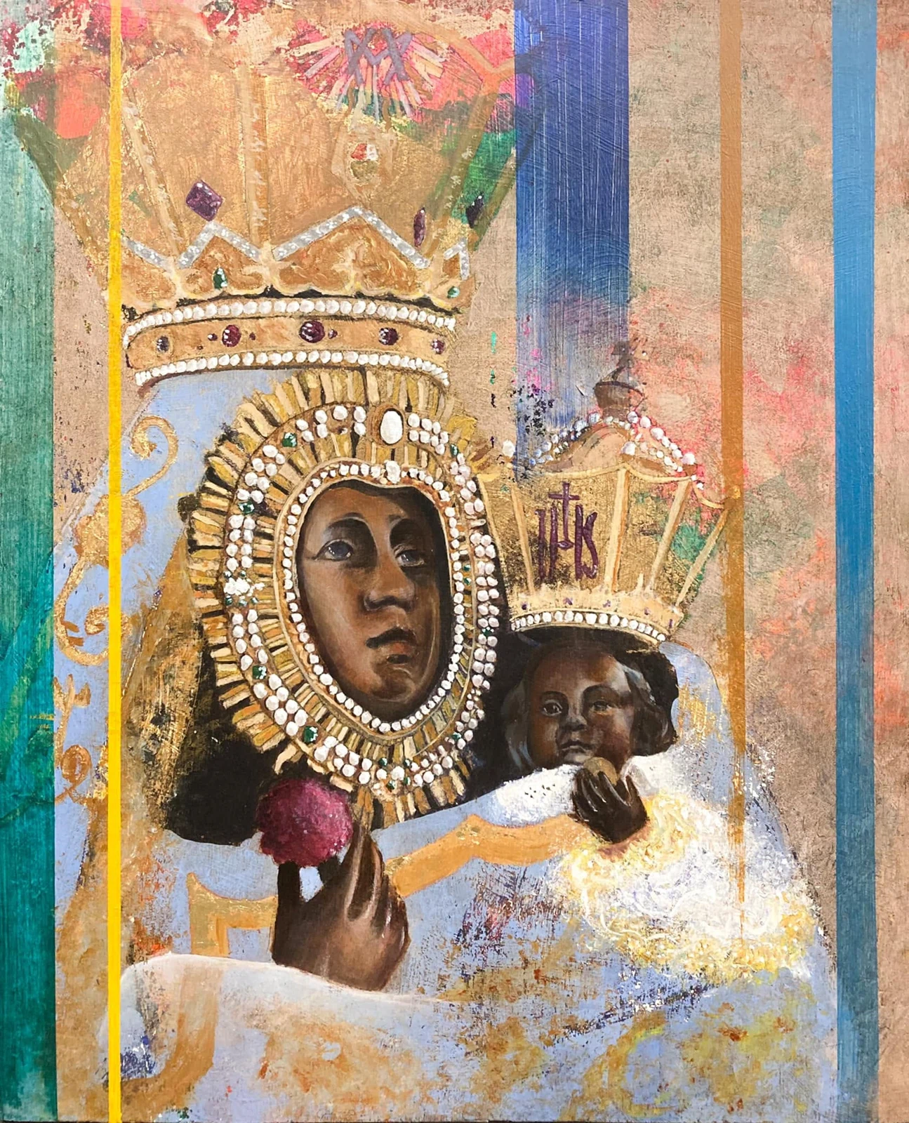 Virgen de la cabeza, acrilico y oleo