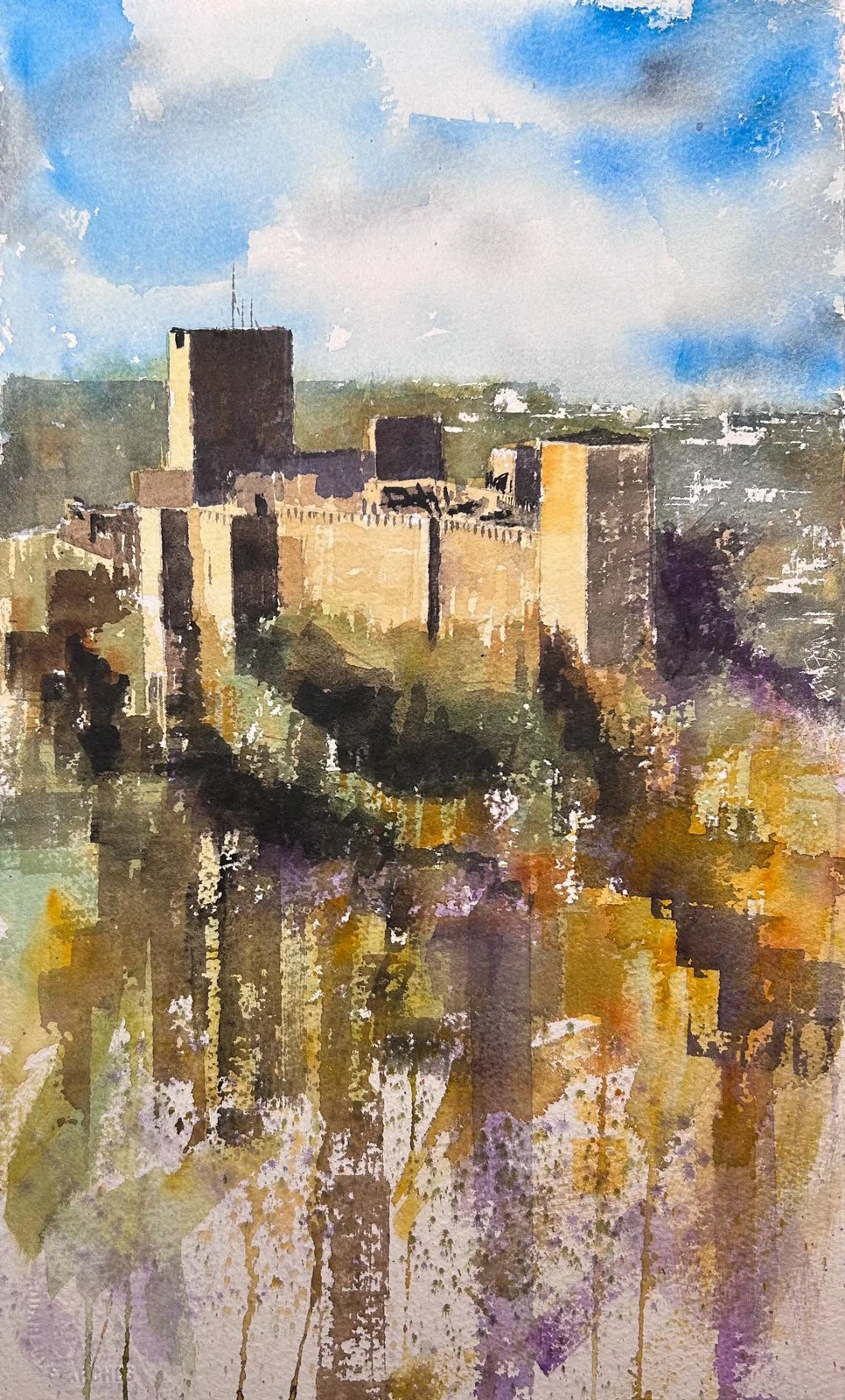 Castillo santa catalina, acuarela