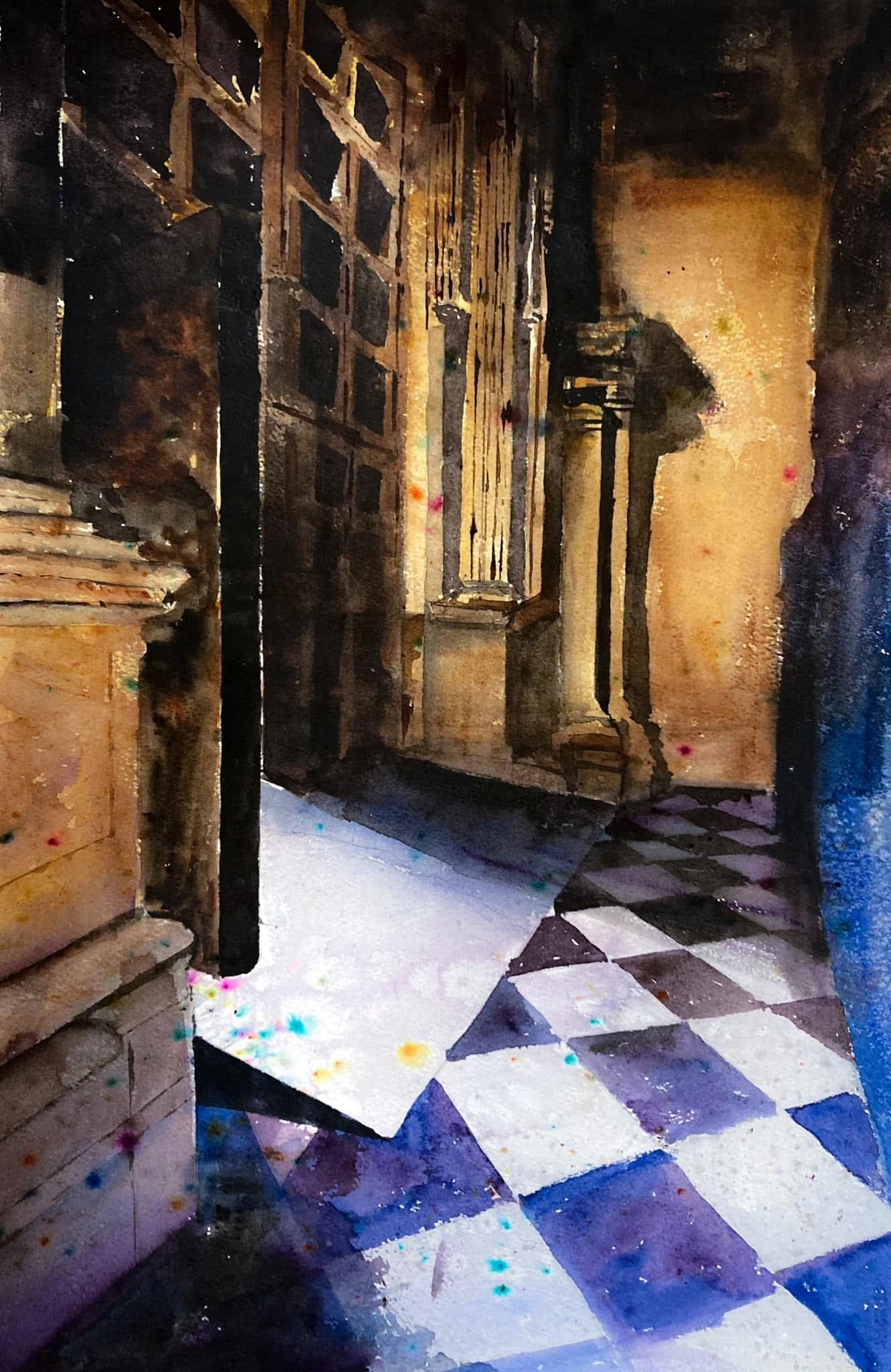 Interior, acuarela