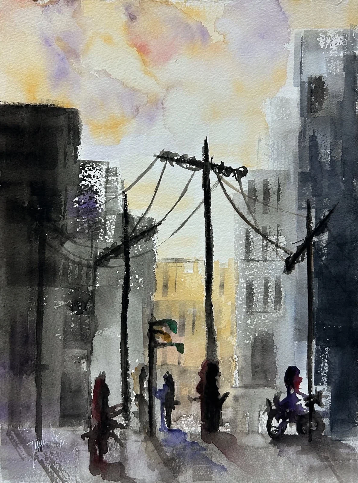 La ciudad, acuarela