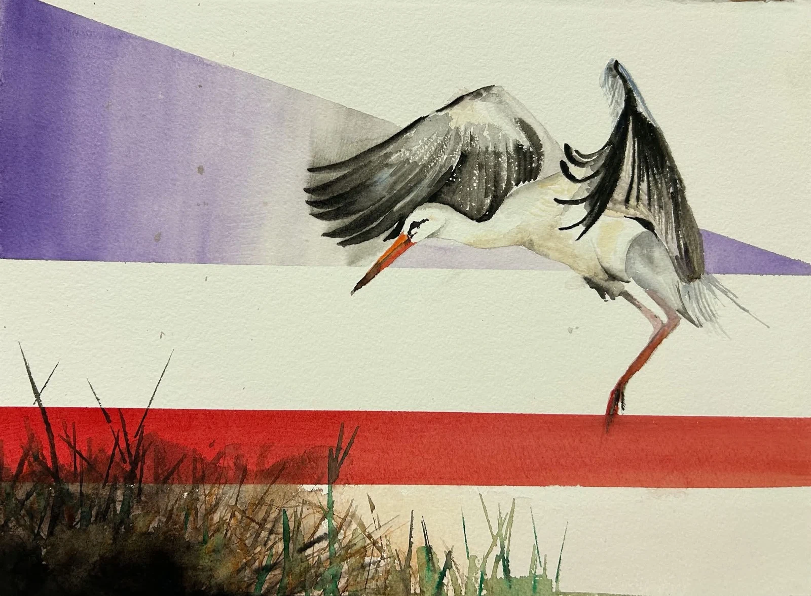 Llegando, acuarela