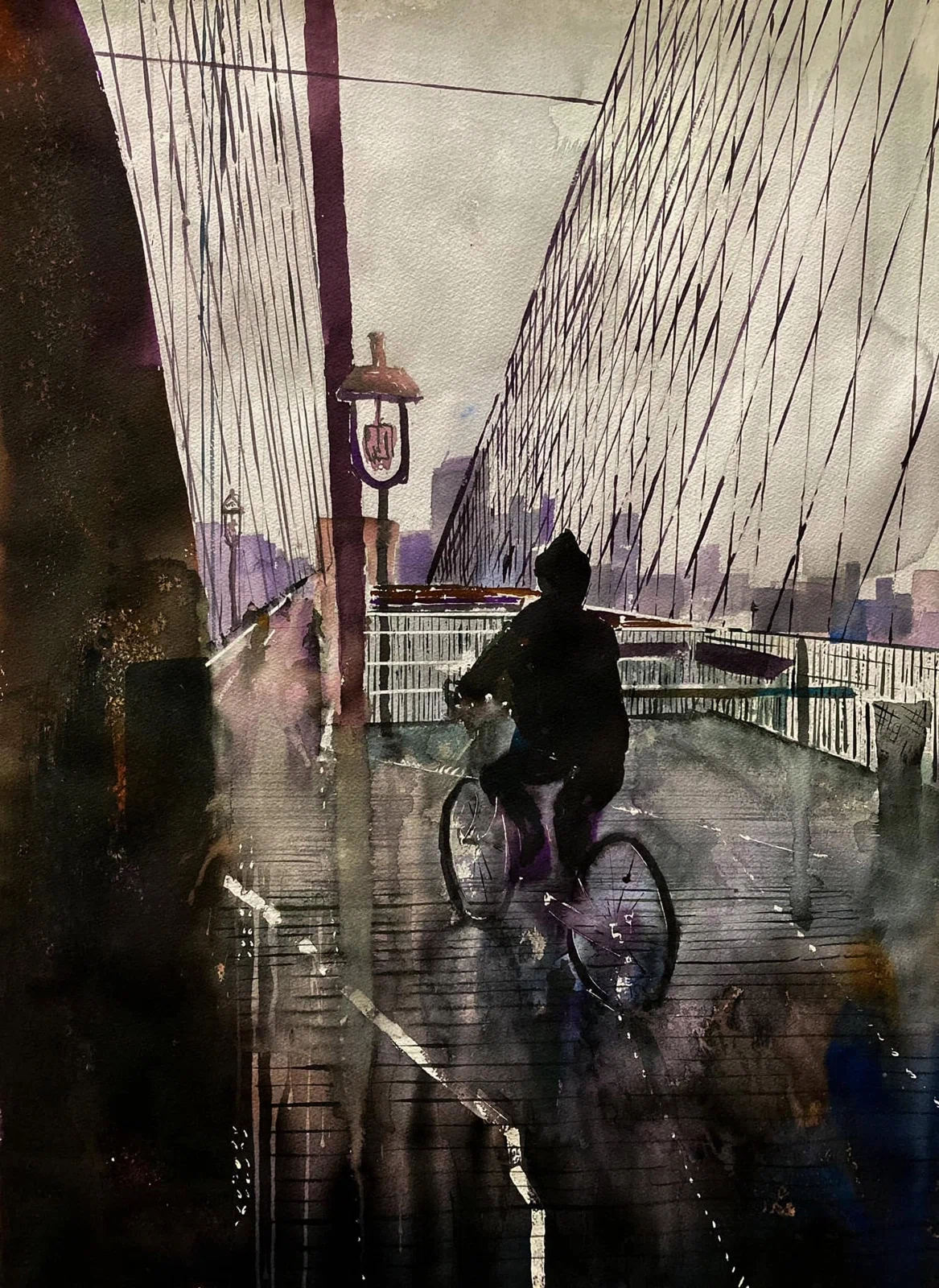 Puente de brooklyn, acuarela