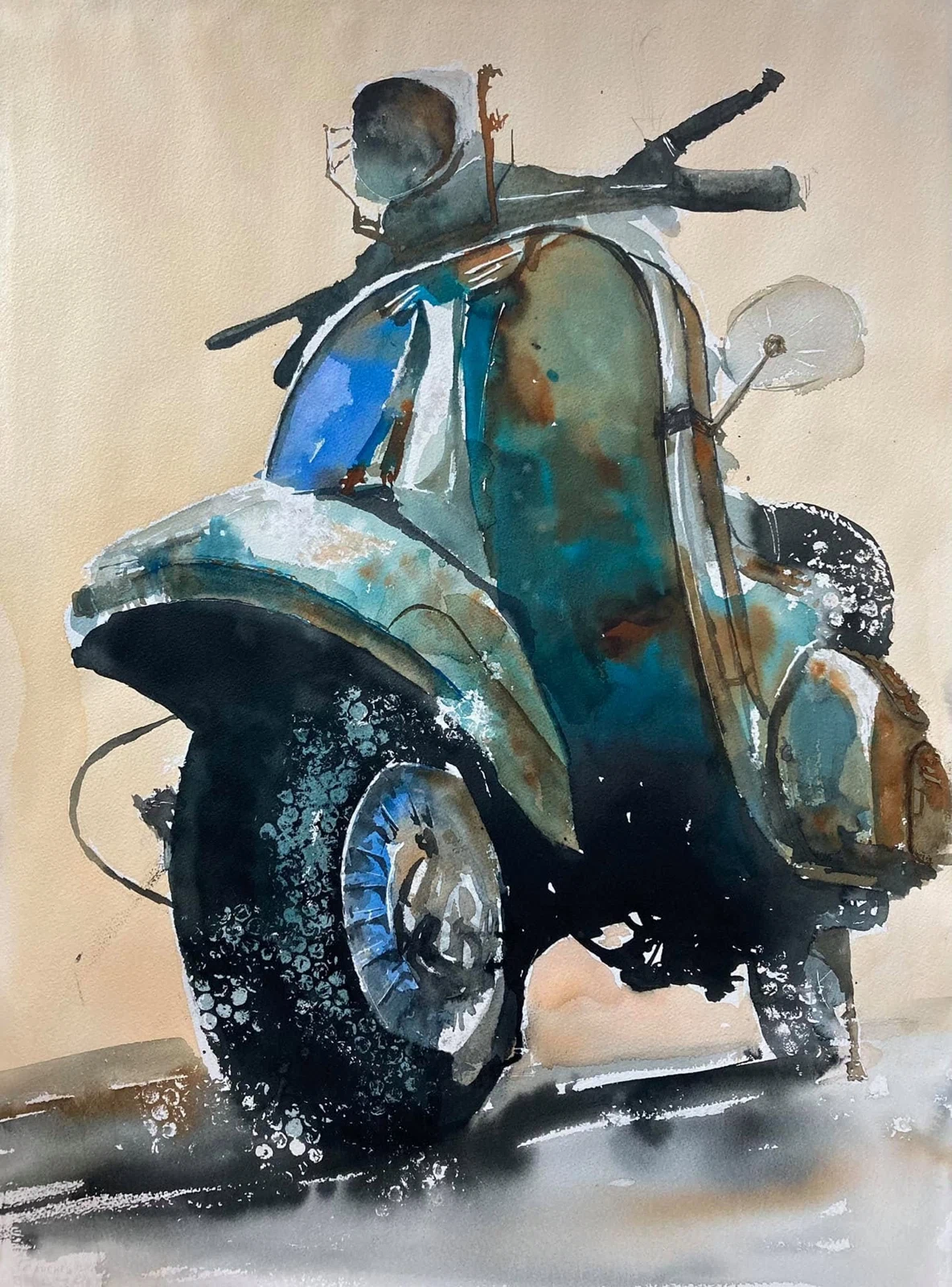 Vespa, acuarela